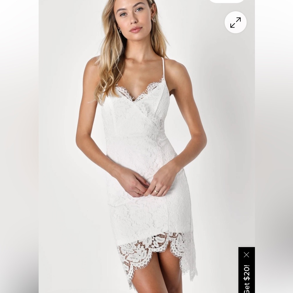 Lulu’s Flirting With Desire Elegant White Lace Dress NWT Small